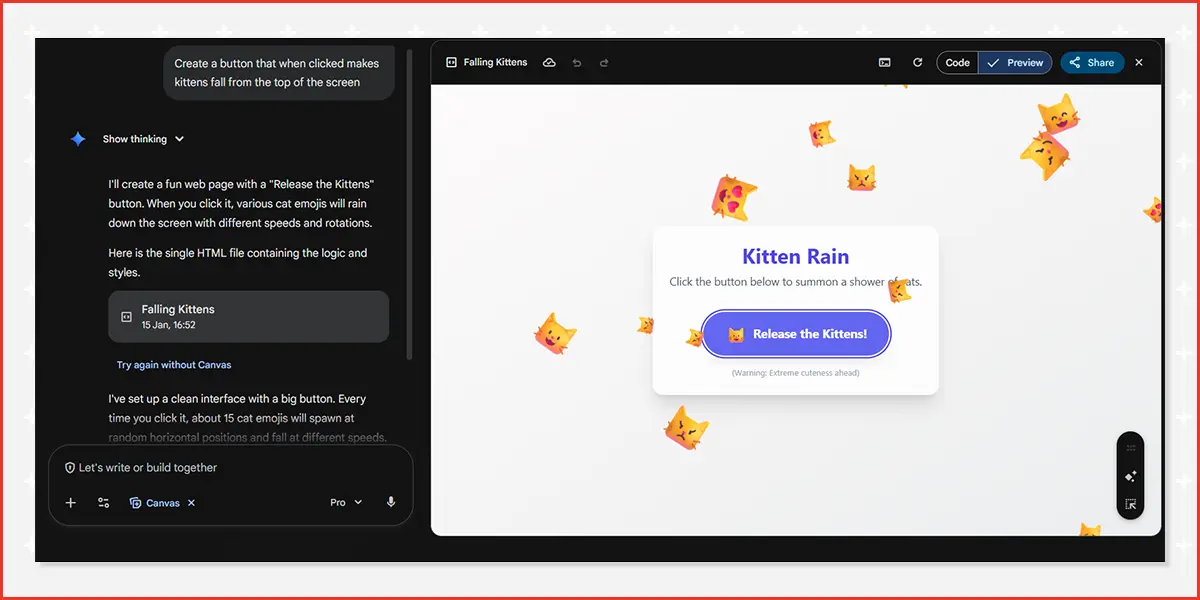 A kitten generating webpage