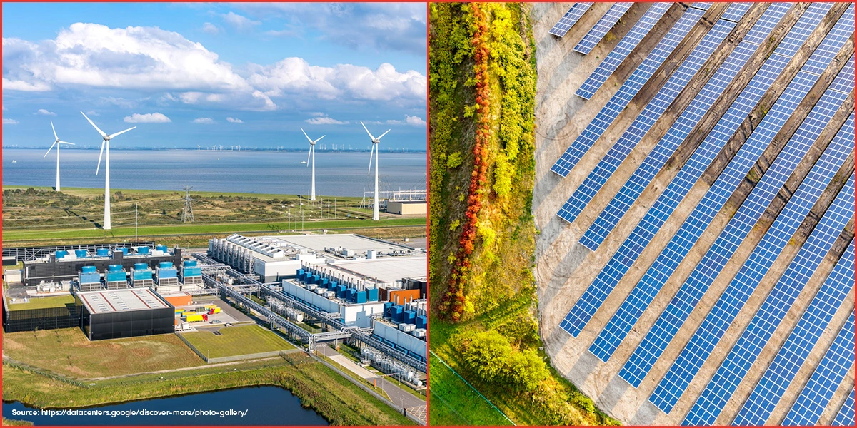 Solar and Wind farms powering data centres